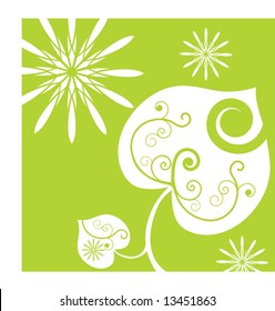 leaves and petals on green elements for your designs