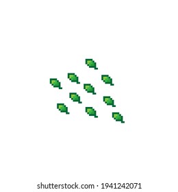 Leaves pixel art. Green leaf pixel art icon. vector illustration. Leaf pixel art.