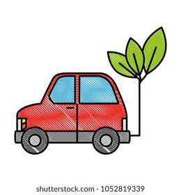 leaves plant with car ecology icon