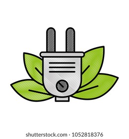leaves plant with energy connector ecology icon