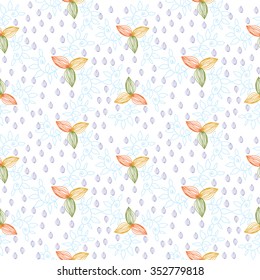 Leaves plant flower seamless pattern background. Vector 