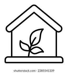 Leaves plant with home denoting concept icon of eco house, greenhouse vector