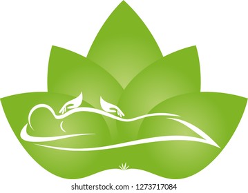 Leaves, plant and person logo