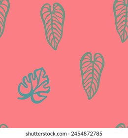 Leaves Plants  Card. Nature Ornate Texture. Plants