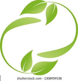 Leaves, plants in green logo