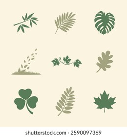 Leaves and Plants icons set. Editable vector icon. Perfect for web and app interfaces, presentations, info graphics, etc. 
