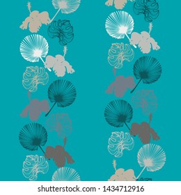 leaves and plants pattern with bright background. Vector design.