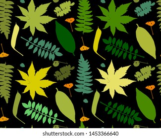 Leaves and plants, seamless pattern for your design