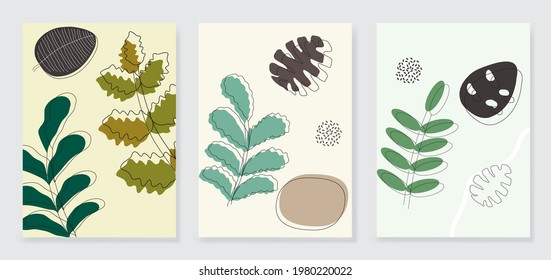 Verblasst die Abstraktion der Plakate im abstrakten Stil. Linienzeichnung. Abstrakter moderner Druck. Vektorgrafik-Set einzeln. Eleganter abstrakter Hintergrund. Blumenhintergrund. Vektorgrafik. 