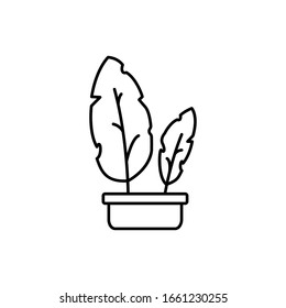 Leaves in pot icon. Simple line, outline vector elements of house plant for ui and ux, website or mobile application