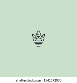 leaves and pots logo template, sprout vector, nature illustration for logo design, eps 10