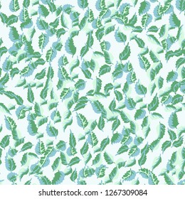Leaves print. Seamless floral pattern. Plant design for fabric, cloth design, covers, manufacturing, wallpapers, print, gift wrap and scrapbooking.