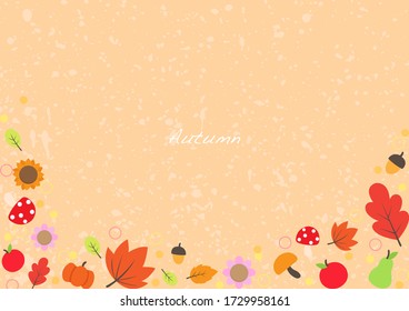 Leaves, pumpkin, pare, apple and mushroom frame vector for decoration on autumn festival.