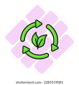 Leaves with recycling arrows showing concept icon of eco recycling, easy to use vector
