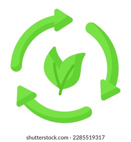 Leaves with recycling arrows showing concept icon of eco recycling, easy to use vector