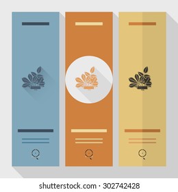 Leaves with Ribbon for Text. Single Flat Autumn Icon . Simple and Minimalistic Style. Vector