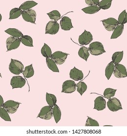 Leaves of rose flower. Seamless pattern.