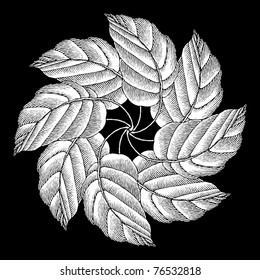 leaves rosette original woodcut