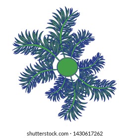 Leaves in round frame emblem isolated vector illustration graphic design