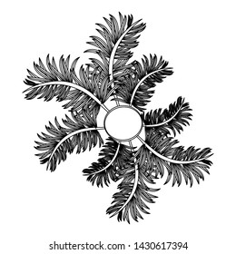 Leaves in round frame emblem isolated vector illustration graphic design