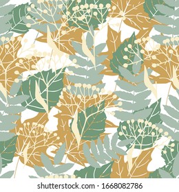 Leaves seamless background autumn white background