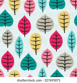 Leaves seamless background. Surface decoration with plants.Vector illustration. Cloth design, wallpaper, wrapping.