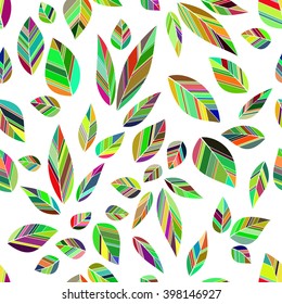 leaves seamless colored isolated on white background. vector illustration