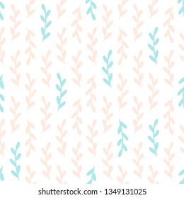 Leaves seamless doodle vector pattern. Hand drawn print on white background