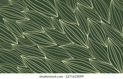 Leaves Seamless Pattern. Abstract Lines Leaves Background. Floral Wallpaper. Botanical Design for Prints, Surface, Home Decoration, Fabric. Vector Illustration.