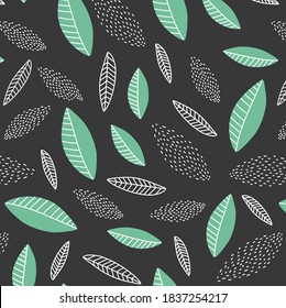 leaves seamless pattern. Abstract leaves texture. Wrapping paper or fabric. Pattern with leaves. Trendy and stylish wallpaper, textile, branding and packaging design, modern art. 