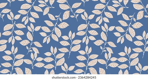 Leaves seamless pattern. Artistic seamless background with abstract, modern, colorful branches leaves. Foliage tapestry. Vector hand drawn sketch. Template for  design, textile, fashion, 