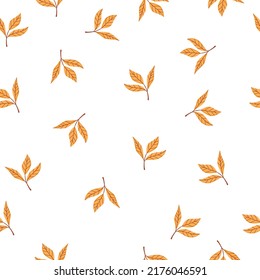 Leaves seamless pattern. Autumn Background with foliage. Design for poster, kitchen textiles, clothing and wallpaper. Flower graphic design. Botany texture. Vector cartoon illustration