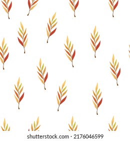 Leaves seamless pattern. Autumn Background with foliage. Design for poster, kitchen textiles, clothing and wallpaper. Flower graphic design. Botany texture. Vector cartoon illustration