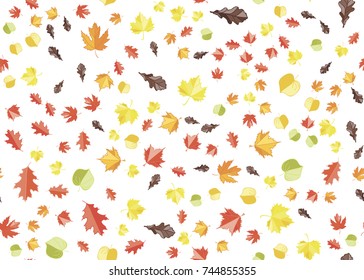 Leaves seamless pattern. Autumn leaf confetti seamless pattern. Vector illustration for print, textile, paper