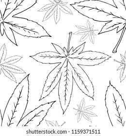 Leaves seamless pattern. Autumn, spring leaves. Vector illustration of a seamless pattern of leaves. Hand drawn leaves.