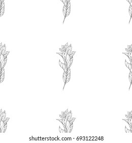 Leaves seamless pattern background. Template for a business card, banner, poster, notebook, invitation with modern hand drawn leaves. Vector illustration for your design
