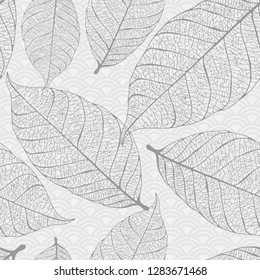 Leaves seamless pattern background for wallpapers, cards. Vector illustration.