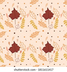 leaves seamless pattern. Can use for print, template, fabric, presentation, textile, banner, poster, wallpaper, digital paper, scrapbook, instant download