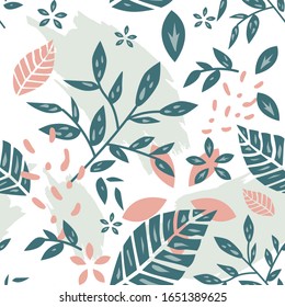 Leaves Seamless Pattern. Decorative cutes, simple, and unique wallpaper. Good for printing. With White Background vector. Pattern for wrapping paper and fashion prints. Vector support CMYK.