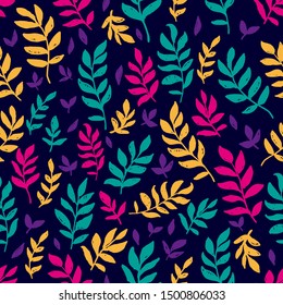Leaves seamless pattern. Decorative illustration, good for printing.  
Colorful wallpaper vector. Great for label, print, packaging, fabric.