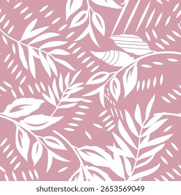 Diseño de patrón de hojas sin fisuras con hojas Diseño de patrón de hojas para tela, algodón, Fondo de pantalla, satén, envoltura de regalo, alfombra, fondo.	