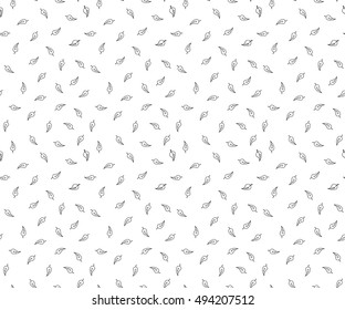 Leaves seamless pattern in doodle style.Hand drawn - vector illustration.