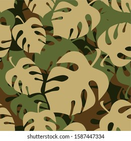 
Leaves seamless pattern. Flora. Tropical.Camo war. Print on fabric on vinyl, on paper. Modern vector design.