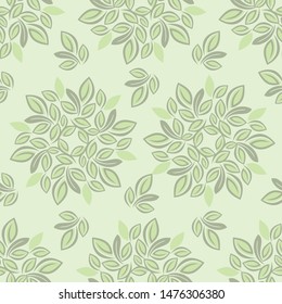 Leaves seamless pattern. Floral background with foliage. Vintage vector illustration. Floral wrapping paper, textile, backdrop design.