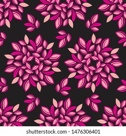 Leaves seamless pattern. Floral background with foliage. Vintage vector illustration. Floral wrapping paper, textile, backdrop design.