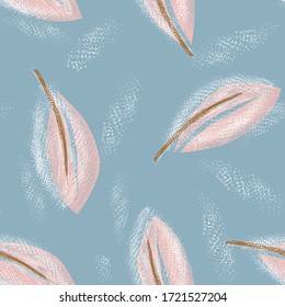 Leaves Seamless Pattern. Floral Background with Spray Effect.