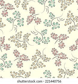 Leaves seamless pattern. Floral seamless background. Vintage background.