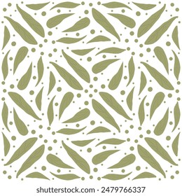 Leaves seamless pattern. Floral plants elements endless background. Botanic foliage repeat cover. simple loop ornament. Vector flat hand drawn illustration.