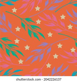Leaves seamless pattern. Foliage background. Pattern design for textiles, fabric, interior, wallpaper, decoration. Vector.