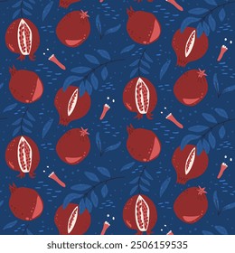 Leaves seamless pattern. foliage monochrome endless background. Blue leaf and branch repeat cover. Simple continuous ornament. Vector hand drawn doodle illustration.